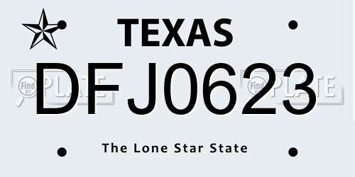 DFJ0623 Texas License Plate