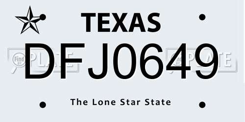 DFJ0649 Texas License Plate