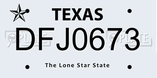 DFJ0673 Texas License Plate