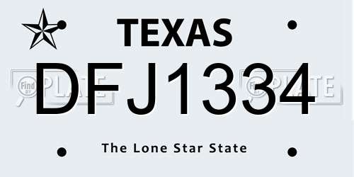 DFJ1334 Texas License Plate