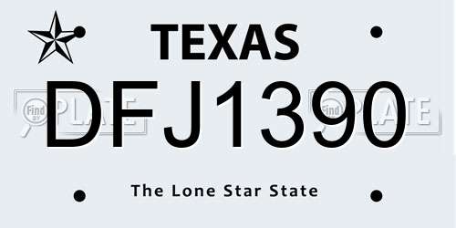 DFJ1390 Texas License Plate