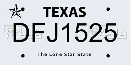 DFJ1525 Texas License Plate