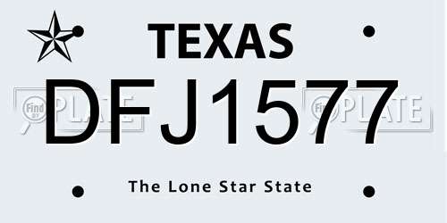 DFJ1577 Texas License Plate