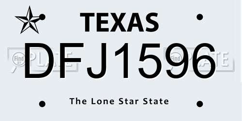 DFJ1596 Texas License Plate