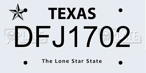DFJ1702 Texas License Plate