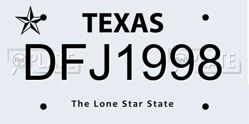 DFJ1998 Texas License Plate