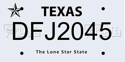 DFJ2045 Texas License Plate
