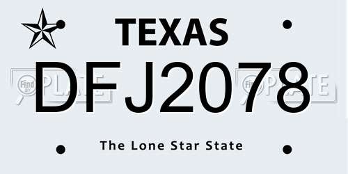 DFJ2078 Texas License Plate