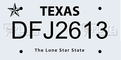 DFJ2613 Texas License Plate