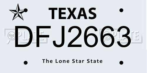 DFJ2663 Texas License Plate