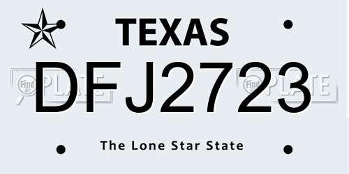 DFJ2723 Texas License Plate
