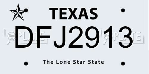 DFJ2913 Texas License Plate
