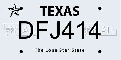 DFJ414 Texas License Plate