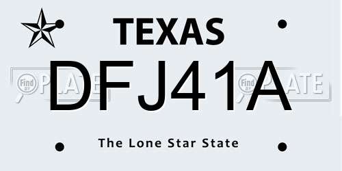 DFJ41A Texas License Plate