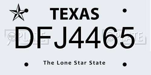 DFJ4465 Texas License Plate