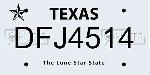 DFJ4514 Texas License Plate