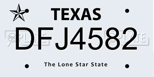 DFJ4582 Texas License Plate