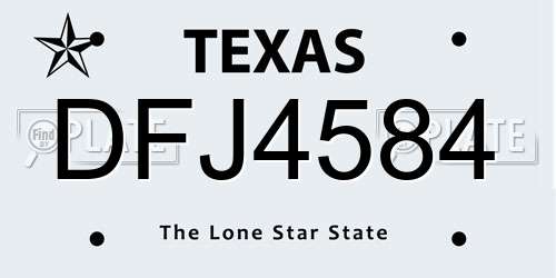 DFJ4584 Texas License Plate