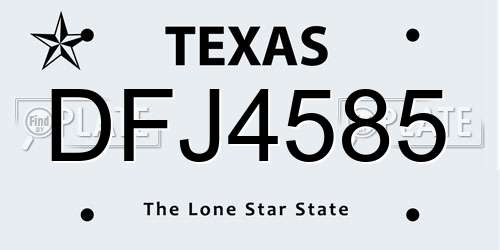 DFJ4585 Texas License Plate