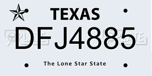DFJ4885 Texas License Plate