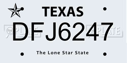 DFJ6247 Texas License Plate