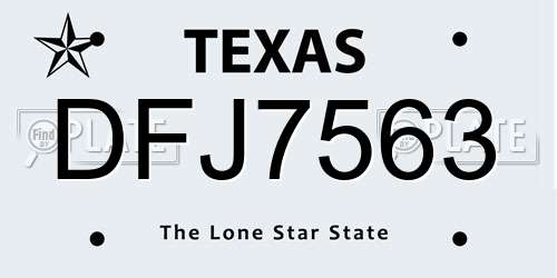 DFJ7563 Texas License Plate