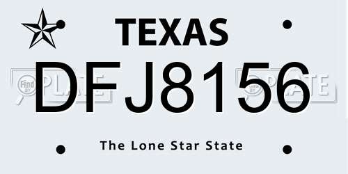 DFJ8156 Texas License Plate