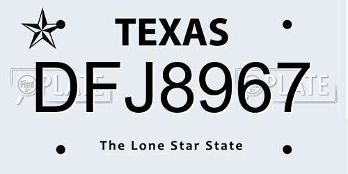 DFJ8967 Texas License Plate