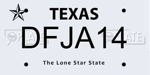 DFJA14 Texas License Plate