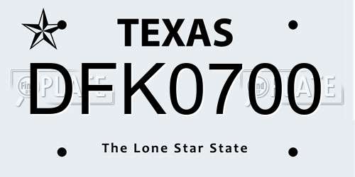 DFK0700 Texas License Plate