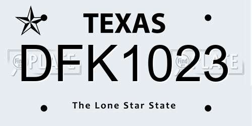 DFK1023 Texas License Plate