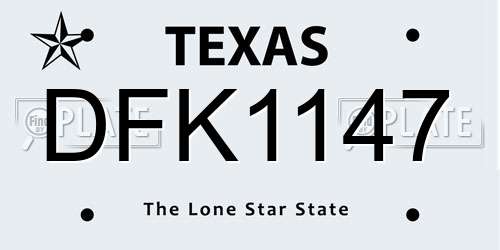 DFK1147 Texas License Plate