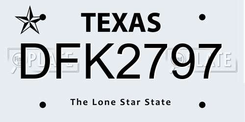DFK2797 Texas License Plate