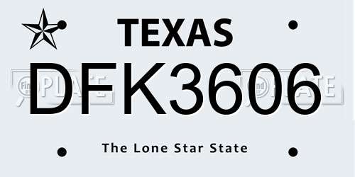 DFK3606 Texas License Plate