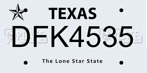 DFK4535 Texas License Plate