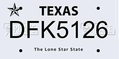 DFK5126 Texas License Plate