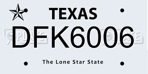 DFK6006 Texas License Plate