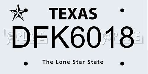 DFK6018 Texas License Plate