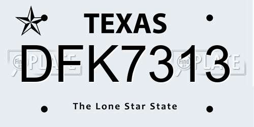 DFK7313 Texas License Plate