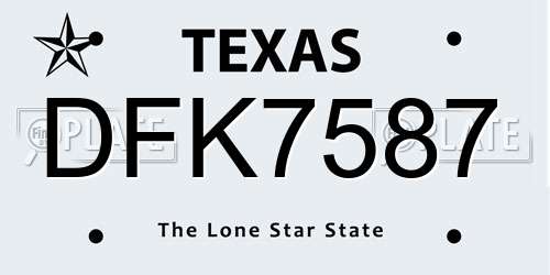DFK7587 Texas License Plate