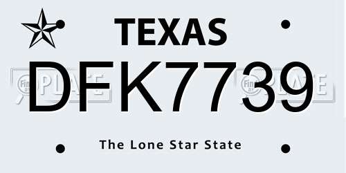 DFK7739 Texas License Plate