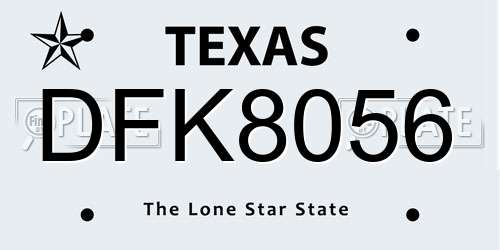 DFK8056 Texas License Plate