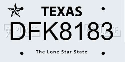 DFK8183 Texas License Plate