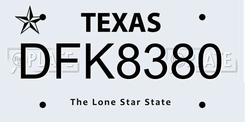 DFK8380 Texas License Plate