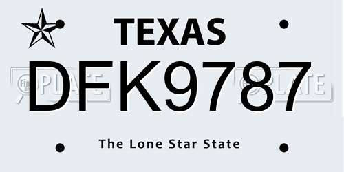 DFK9787 Texas License Plate