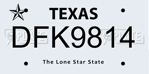 DFK9814 Texas License Plate