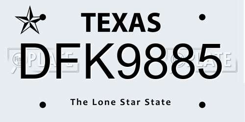 DFK9885 Texas License Plate