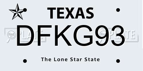 DFKG93 Texas License Plate