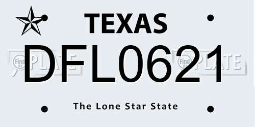 DFL0621 Texas License Plate