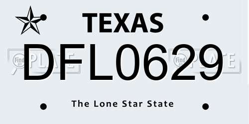 DFL0629 Texas License Plate